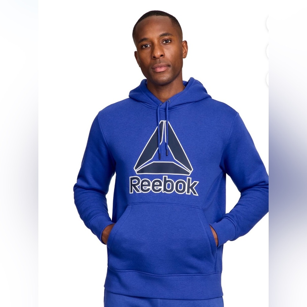 Reebok Men's Blue Big Logo Fleece Hoodie - NWOT